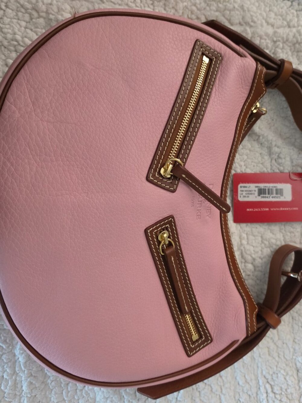 Dooney & Bourke Cotton Candy Pink Demi-Lune Leather Shoulder Bag NWT